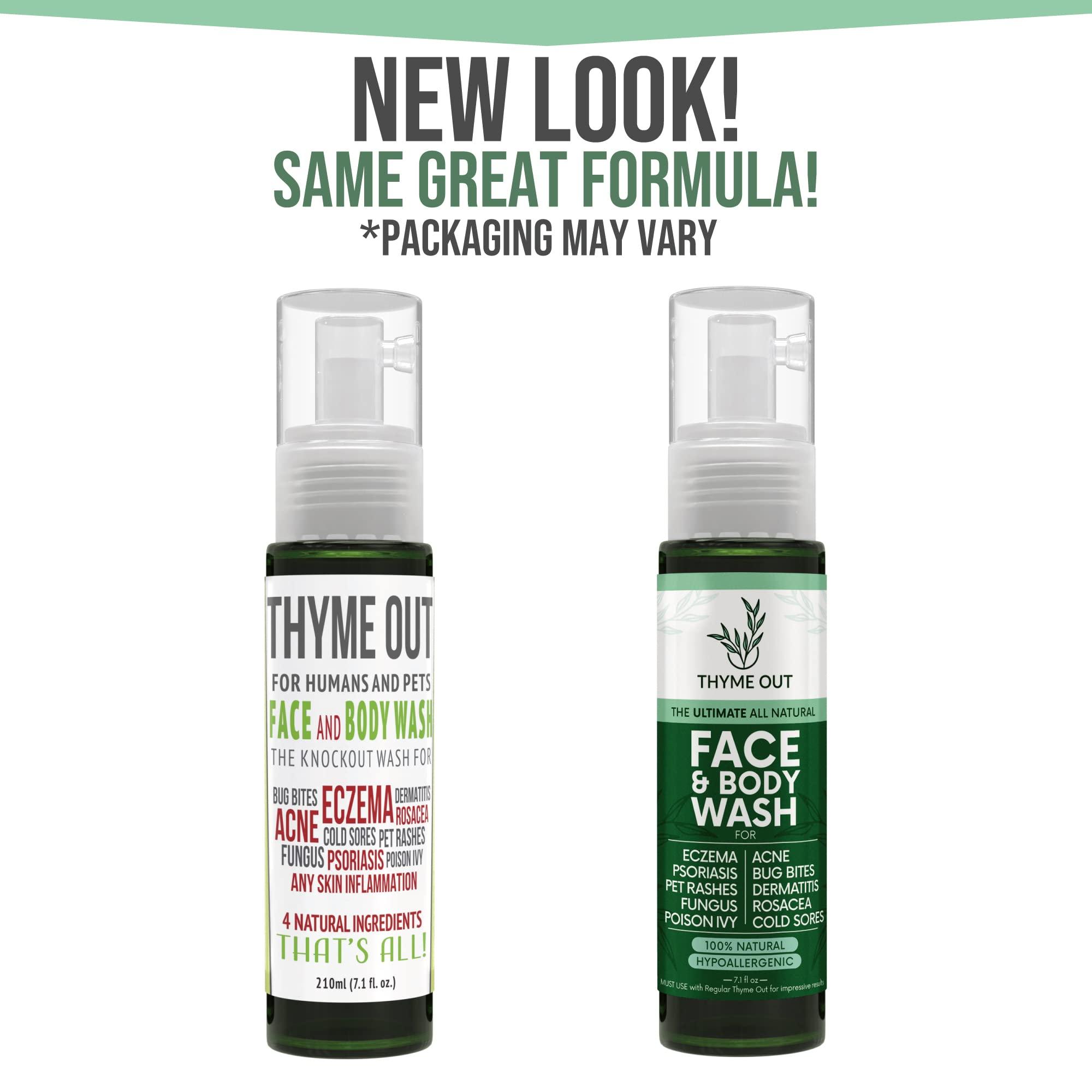 Thyme Out Thyme Out All Natural Face & Body Wash for Eczema, Psoriasis, Pet Rashes, Poison Ivy, Acne, Bug Bites, Dermatitis, Rosacea & Cold Sores - Soothes Itching, and Irritation (7.1 oz)