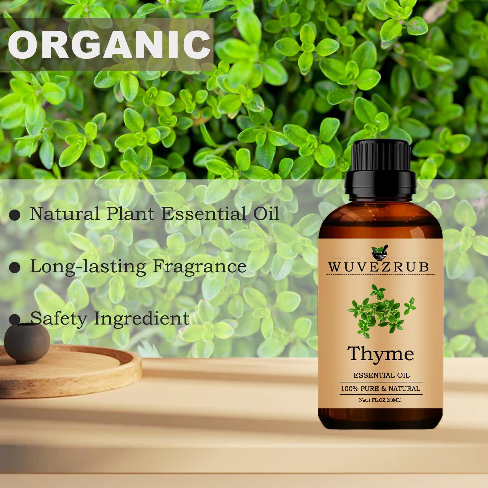 Wuvezrub Thyme Essential Oils Organic, 30ML Pure and Natural Thyme Essential Oil for Aromatherapy Diffuser - Thyme /1 Fl Oz