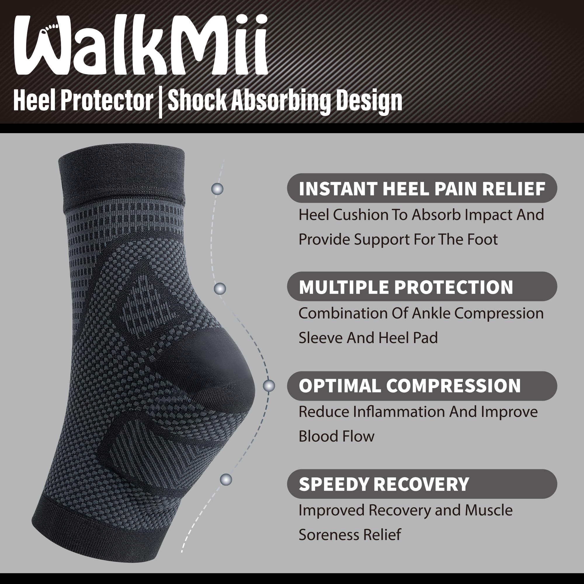 WalkMii WalkMii Heel Protector Compression Sleeve Socks for Cracked Heels, Heel Spurs, Tendinitis, and Heel Pain, Heel Cushions Cups for Women and Men-1 Pair