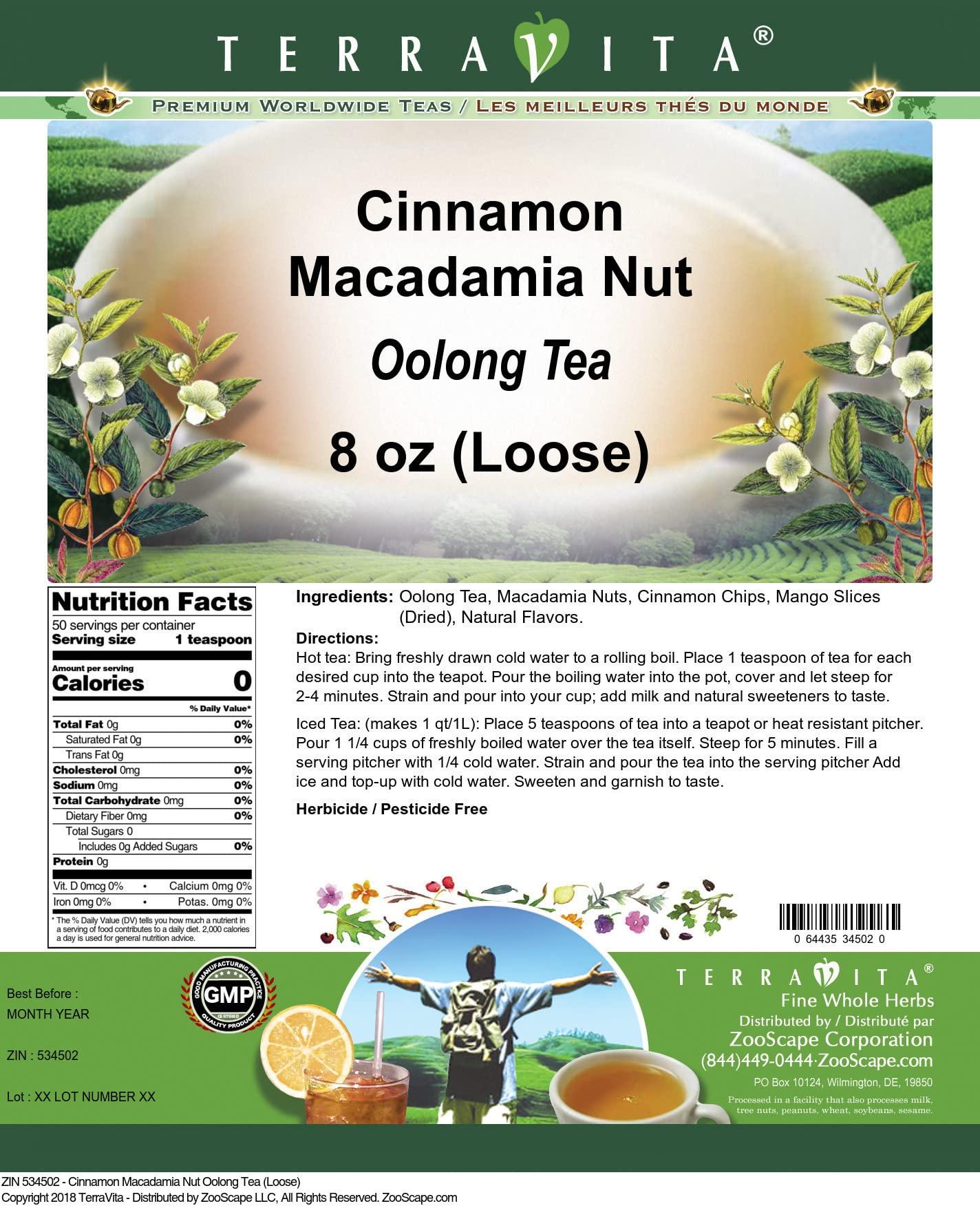 TerraVita Cinnamon Macadamia Nut Oolong Tea (Loose) (8 oz, ZIN: 534502) - 3 Pack