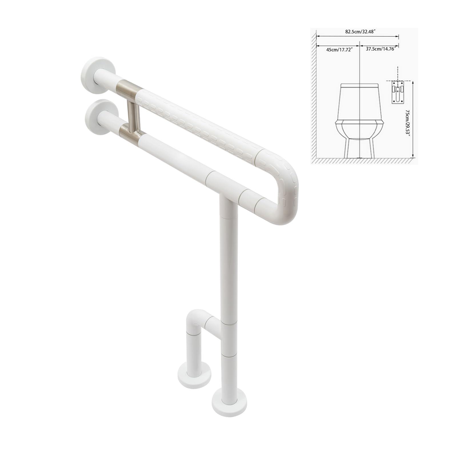 Wingderlier Toilet Grab Bars,27.55in Safety Bathroom Handrails Handicap Handle Assist Frame Railings Rail Support Shower Bathtub for Elderly Pregnant Women Disabled Bar White