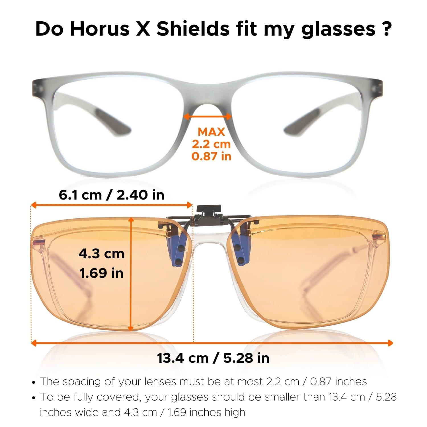Horus X Horus X Anti Blue Light Clip-On Glasses |Gaming Glasses Shield Anti Fatigue Eyestrain Migraine | Amber Lenses