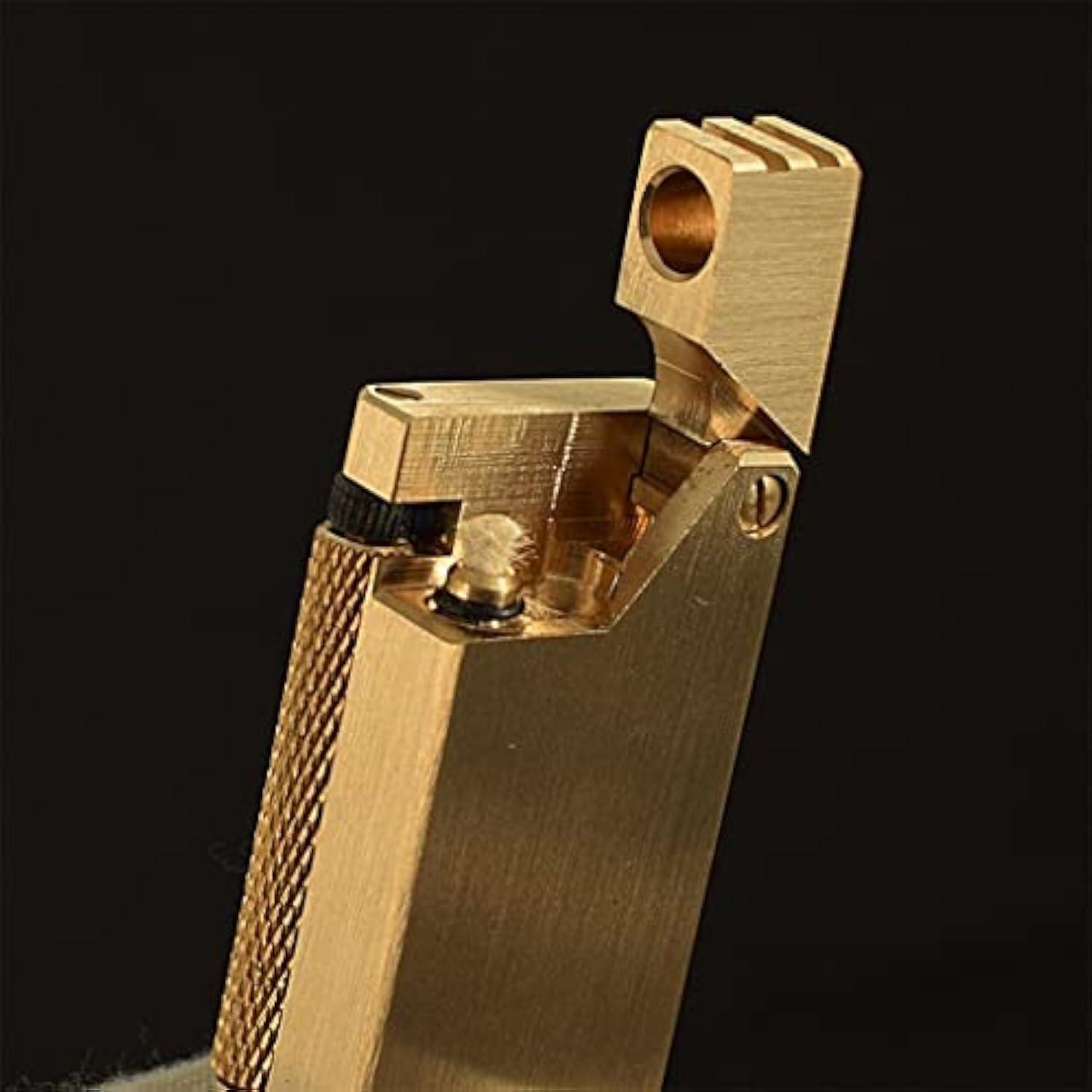 HUZHUAN HUZHUAN Vintage Trench Brass Lighter Retro Refillable Kerosene Lighter Side Pulley Grinding Wheel Free Ignition Lighter Unique Birthday Gift for Men Dad Husband