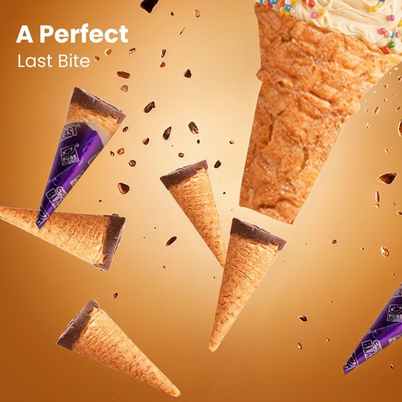 Pure Temptation Pure Temptation Gold Chocoblast Waffle Cones [10 Pieces] Snacks for Kids & Adults - Non-Meltable Chocolate Gift Box - Individually Wrapped Chocolate-Filled Waffle Cones Bites for Christmas Gifts