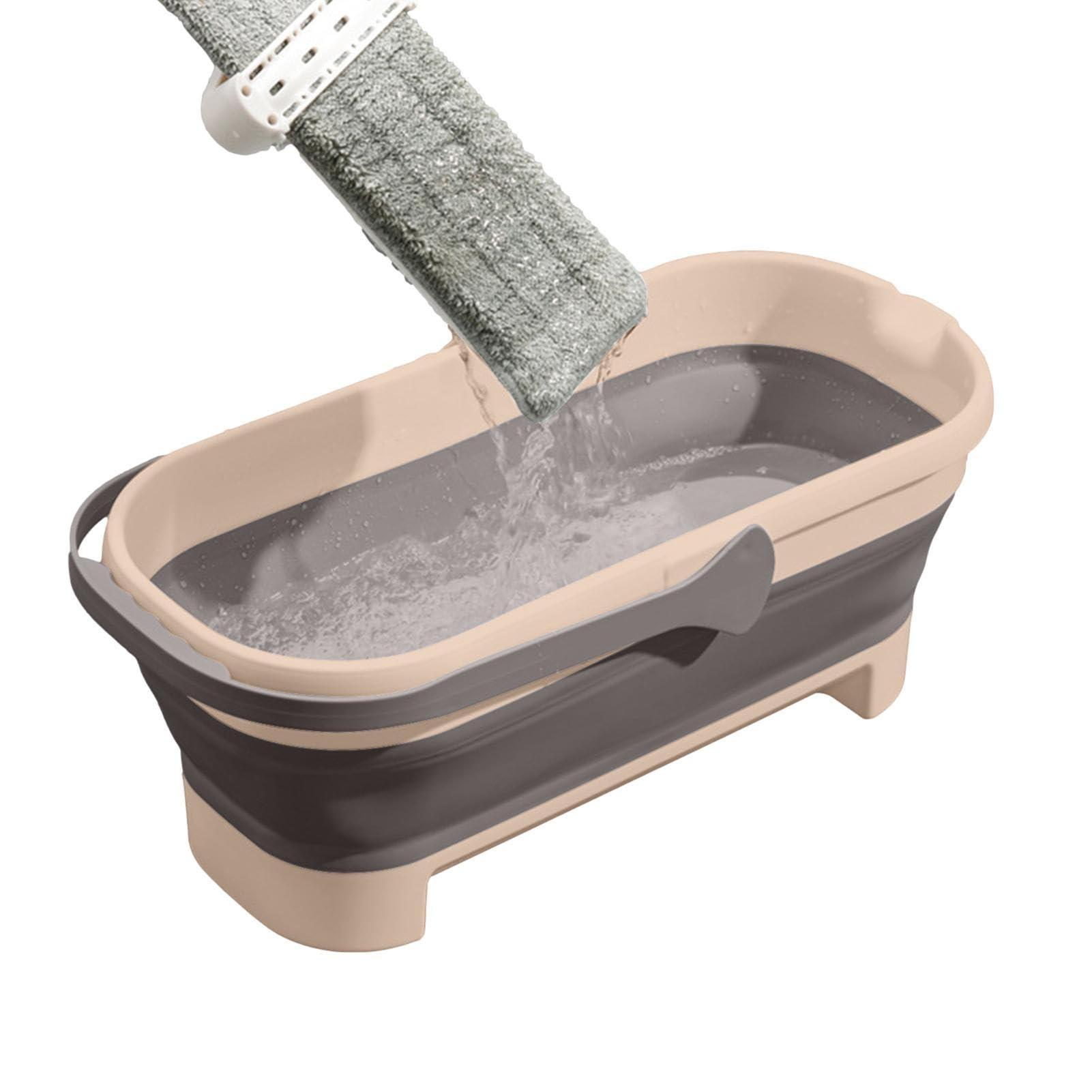Naysku Large Collapsible Bucket - Collapsible Rectangular Handy Basket/Bucket, Portable Rectangular Folding Bucket with Sturdy Handle, Multiuse Water Bucket for Cleaning Mop, for Camping, Beach Trips