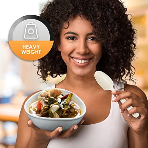 PAMI PAMI Heavy Weight Disposable Plastic Teaspoons [1000-Pack] - Bulk White Plastic Silverware For Parties, Weddings, Catering Food Stands, Takeaway Orders & More- Heavy-Duty Single-Use Partyware Spoons