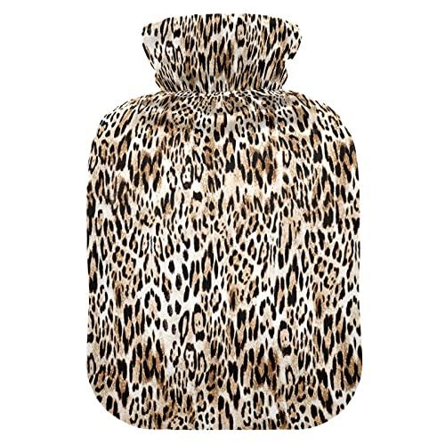 Caikeny Animal Leopard Pattern Hot Water Bottle with Cover Hot Water Bag Bottle for Pain Relief Water Bags for Menstrual Period Cramps Hot Cold Compress Hot Pack Pad 10 * 12 in