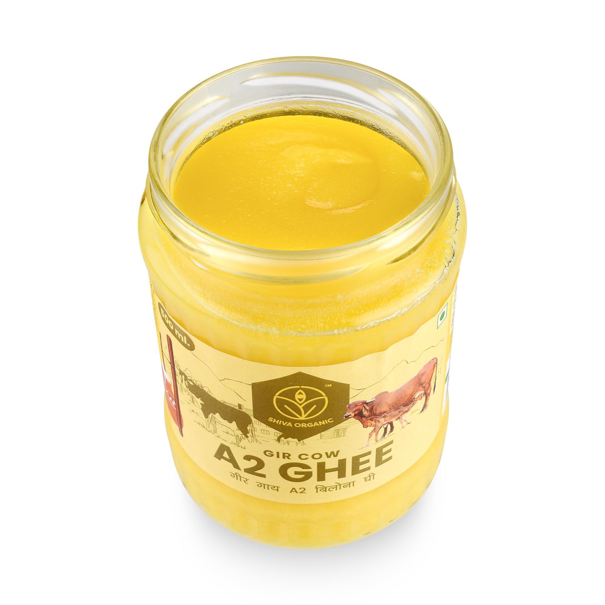 Shiva Organic Shiva Organic Desi Gir Cow A2 Ghee | Bilona Method | Organic Grass-Fed | Pure Desi Ghee 16.9 Fl.Oz (500ml)