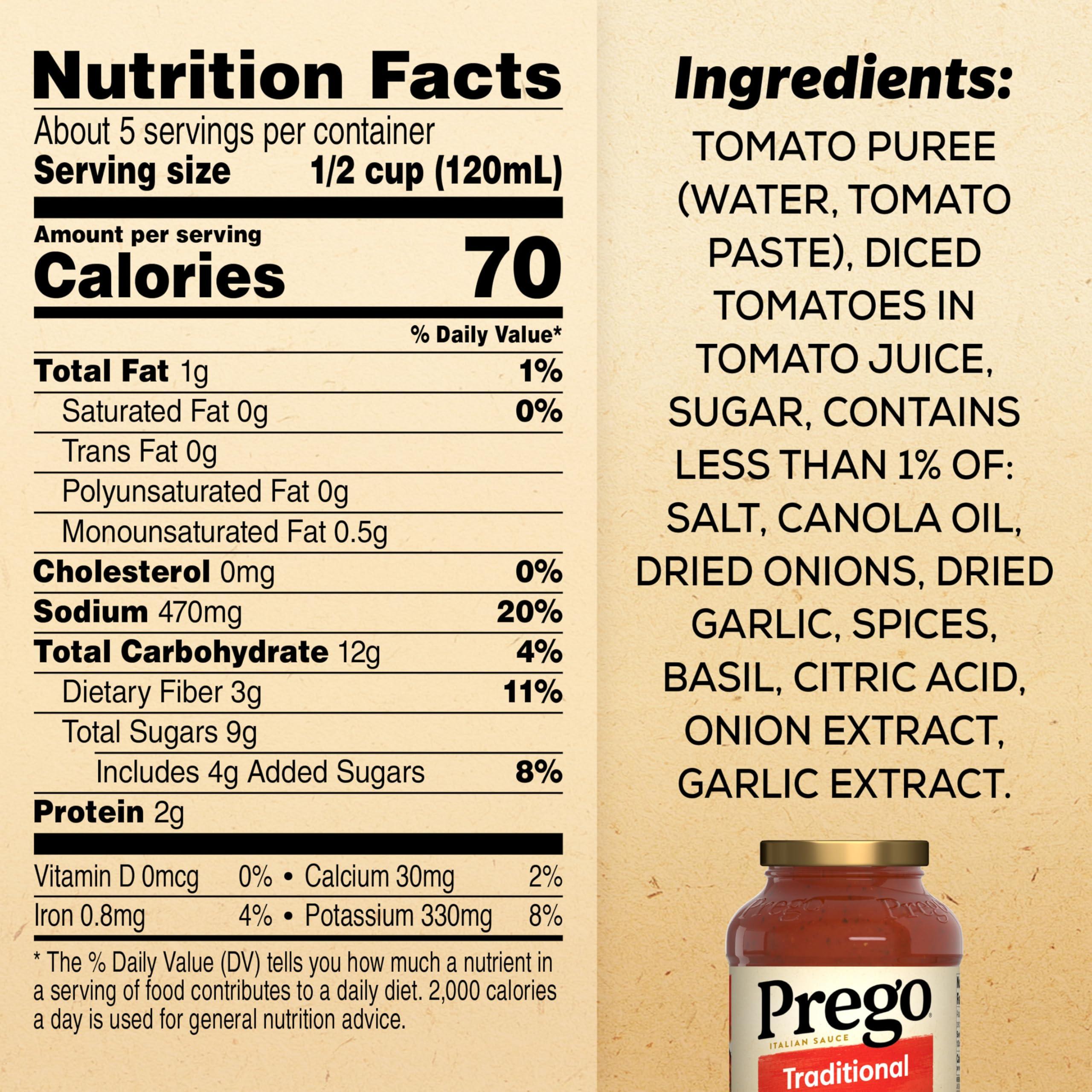 Prego Prego Traditional Pasta Sauce, 24 Oz Jar (Pack of 2)