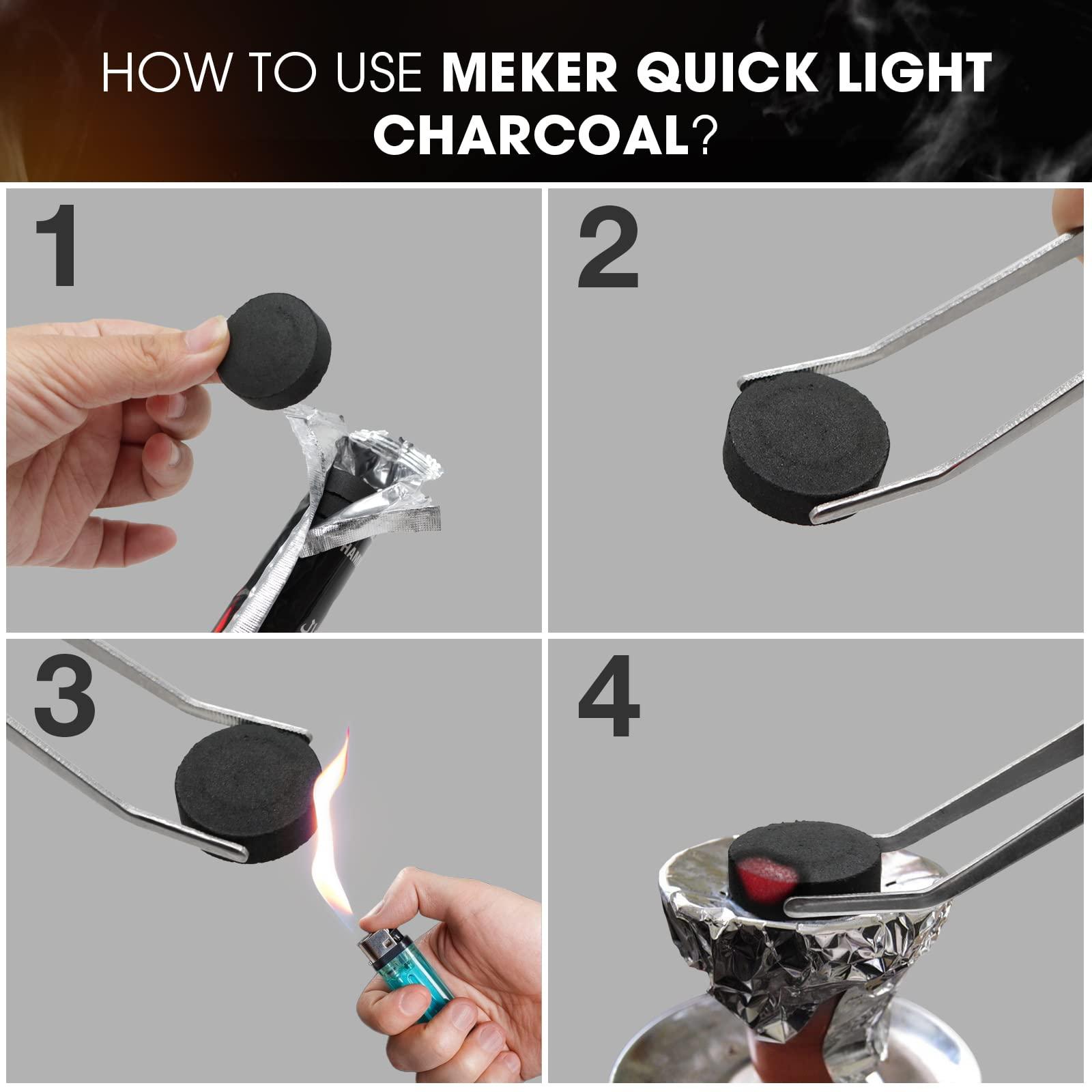 MEKER MEKER Quick Light Charcoal Briquettes, Charcoal Disk Lights, 33 mm Nature Coal Disks, Instant Fire Coal Tablet, Charcoal Burner (100Pcs)