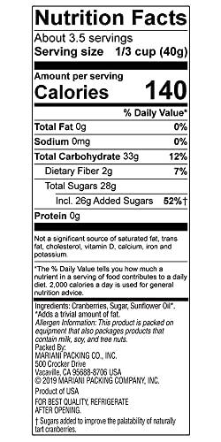 Mariani Premium Mariani Dried Cranberries - Gluten Free, Vegan, No Preservatives - Healthy Snacks for Kids & Adults, 5oz Bag (Pack of 4)