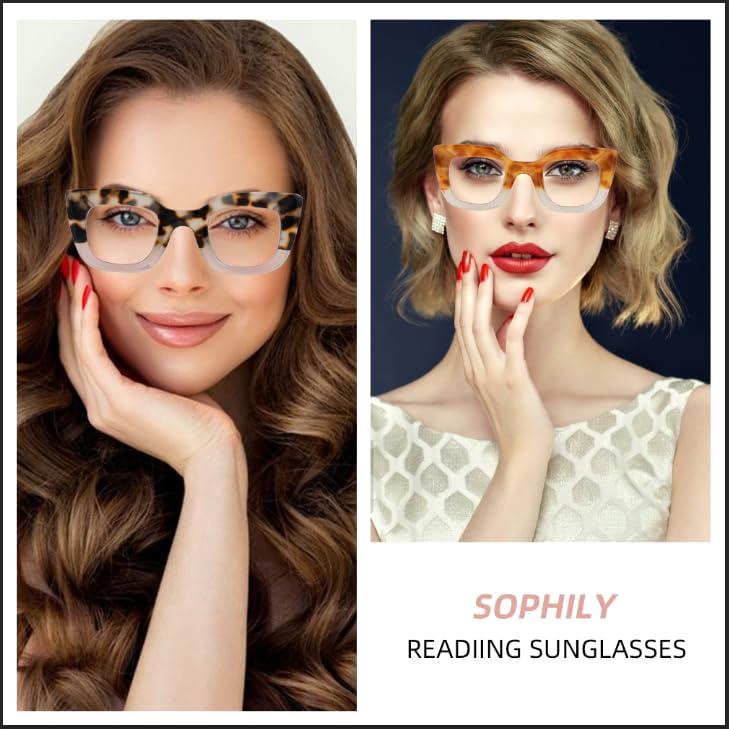 SOPHILY SOPHILY 3 Pack Bifocal Reading Glasses for Women Men, Clear Top Bi-focal Womens Readers Trendy Thick Frame +2.5