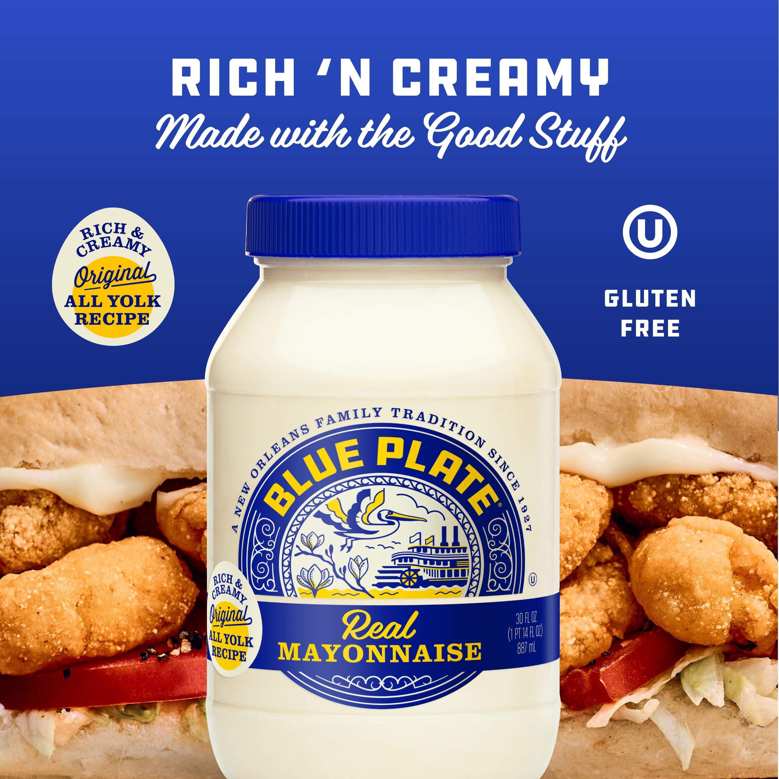 Blue Plate Mayonnaise Blue Plate Real Mayonnaise, Homestyle Mayo For Chicken Salad to Deviled Eggs, 30 Fl Oz (Pack of 1)