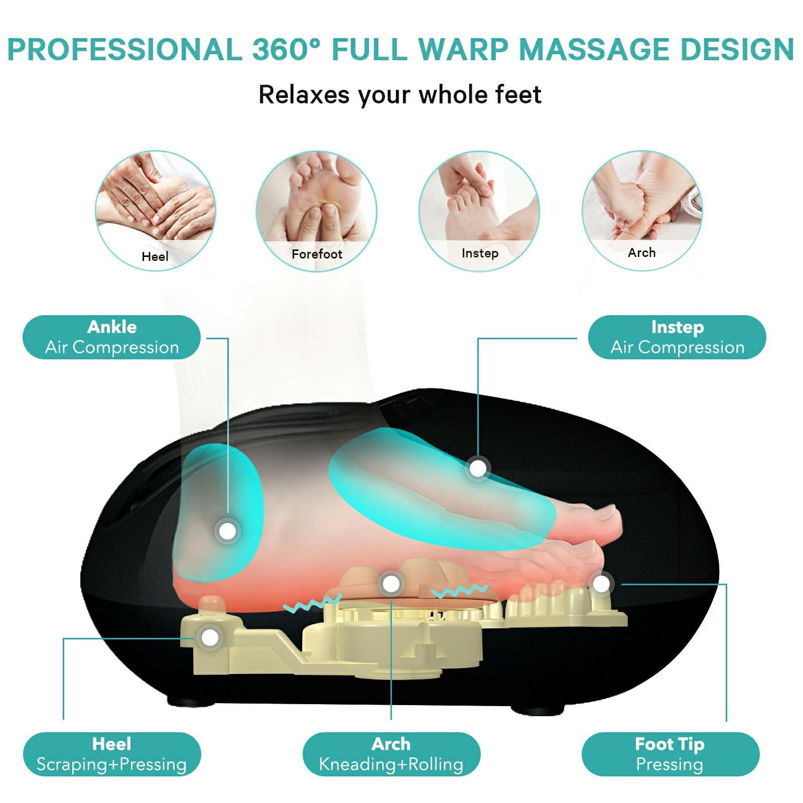 KNQZE KNQZE Foot Massager Machine with Heat, Shiatsu Deep Kneading Foot Massager with Remote, Compression, Hand Massager with Heat and Compression & Kneading Massage for Arthritis Carpal Tunnel Pain Relief