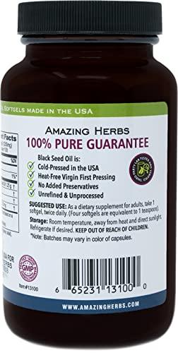 Amazing Herbs Amazing Herbs Black Seed Oil Pills 1250mg, 100 Softgel Capsules (Pack of 2)