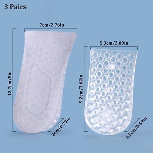 Nirelief Heel Lifts Shoe Inserts Height Insoles Height Increase Insoles 3 Pairs Invisible Shoe Lifts Inserts 2 Inch Height Adjustable Elastic Shock Absorption Heel Raise Pads Shoe Lifts for Men & Women Grey