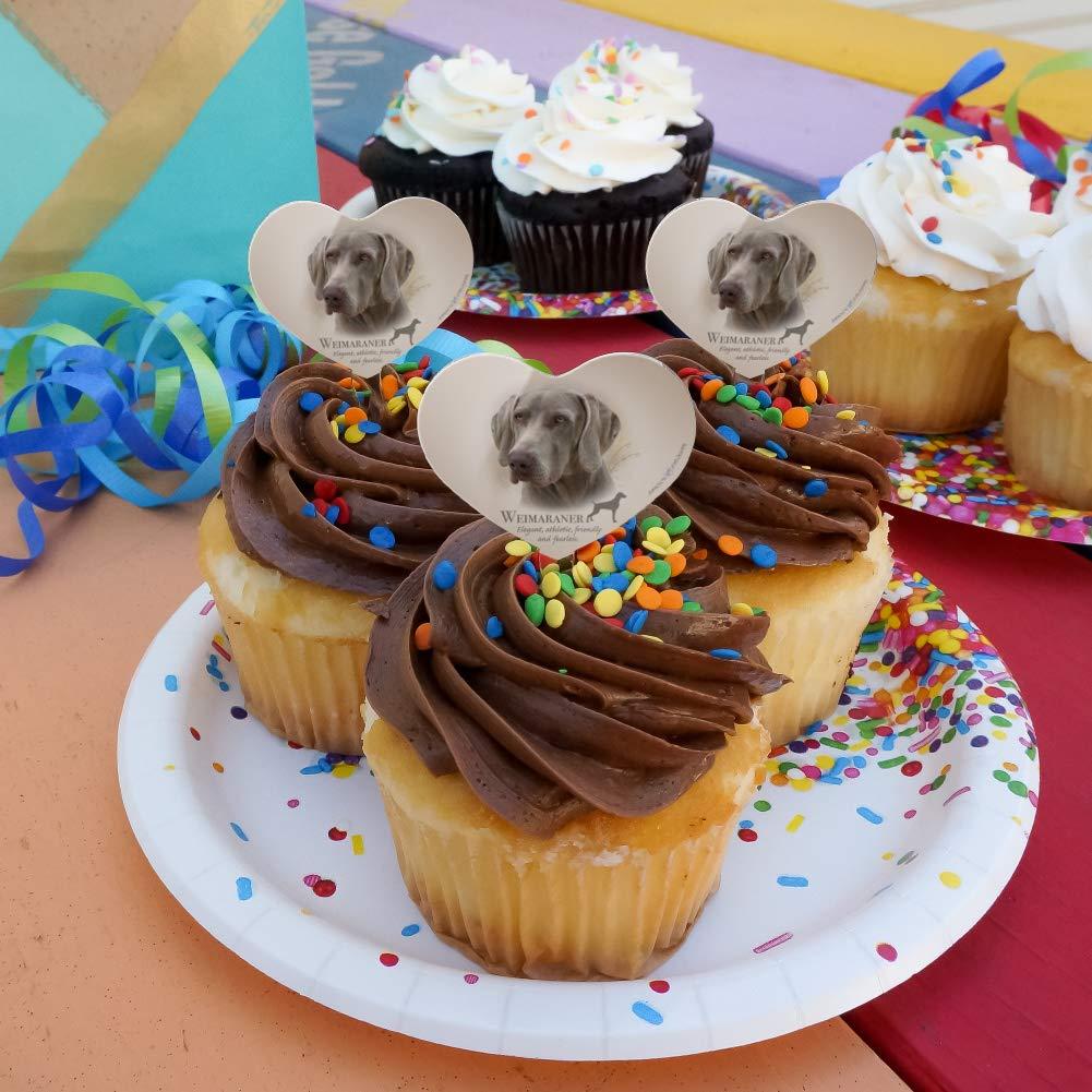 GRAPHICS & MORE Weimaraner Dog Breed Heart Love Cupcake Picks Toppers Decoration Set of 6