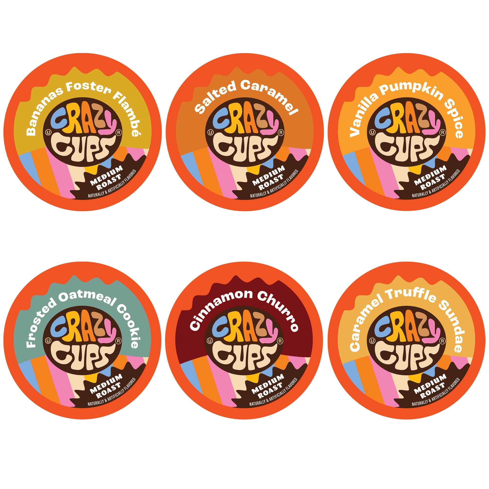 Crazy Cups Crazy Cups Flavored Coffee Pods Variety Pack - Coffee Flavors for the Keurig K Cups Machine, Recyclable Single Serve Cups, 24 Count (Pack of 1)