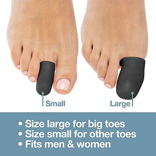 ZenToes ZenToes 6 Pack Gel Toe Cap and Protector - Cushions and Protects to Provide Relief from Missing or Ingrown Toenails, Corns, Blisters, Hammer Toes (Large, Black)