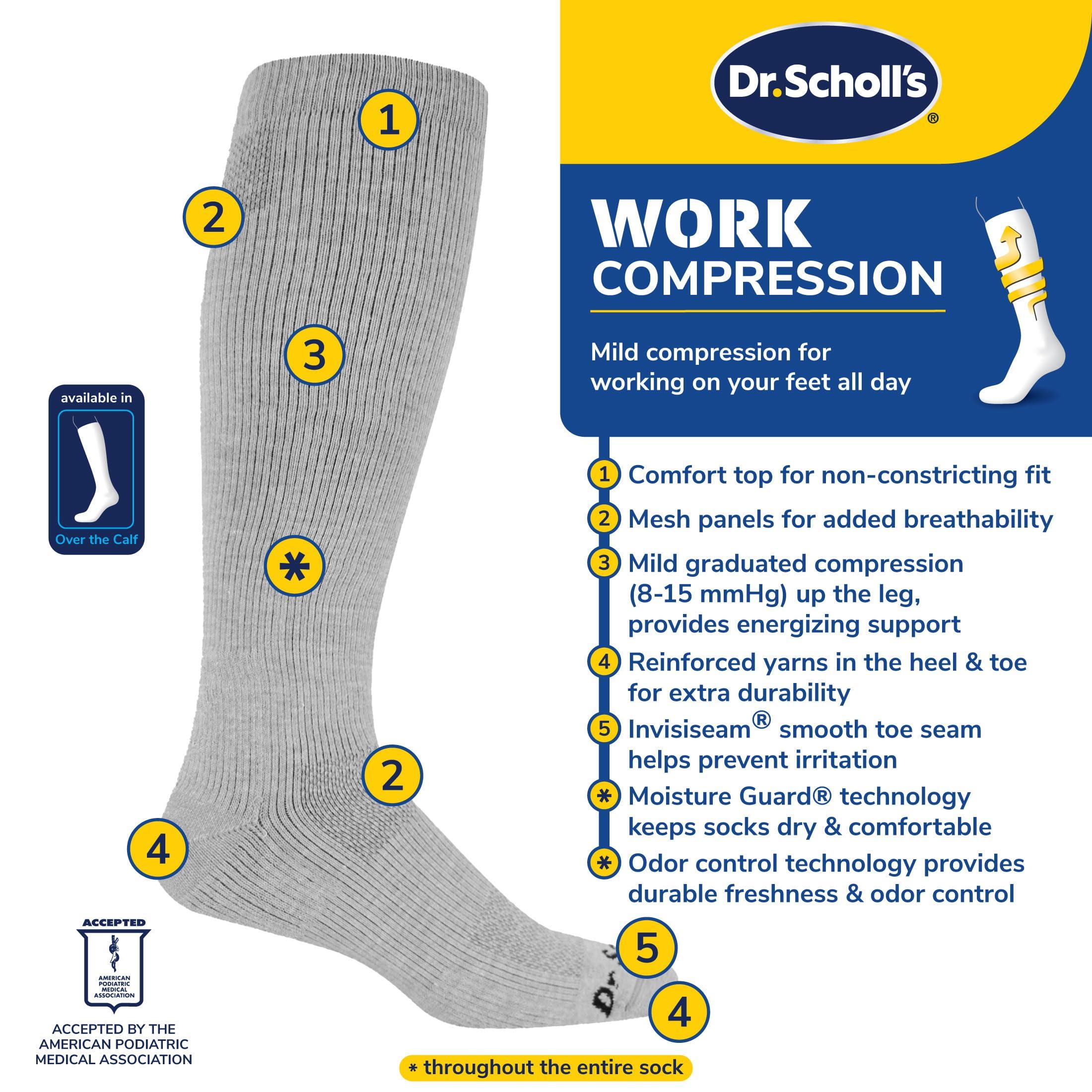 Dr. Scholl\'s Dr. Scholl\'s Men\'s Work Compression Over the Calf Sock, Black, 6.5-12 US