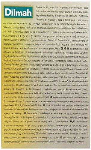 Dilmah Dilmah Herbal Rosehip and Hibiscus, 20 Teabags, 1.06-Ounce Boxes, (Pack of 6)