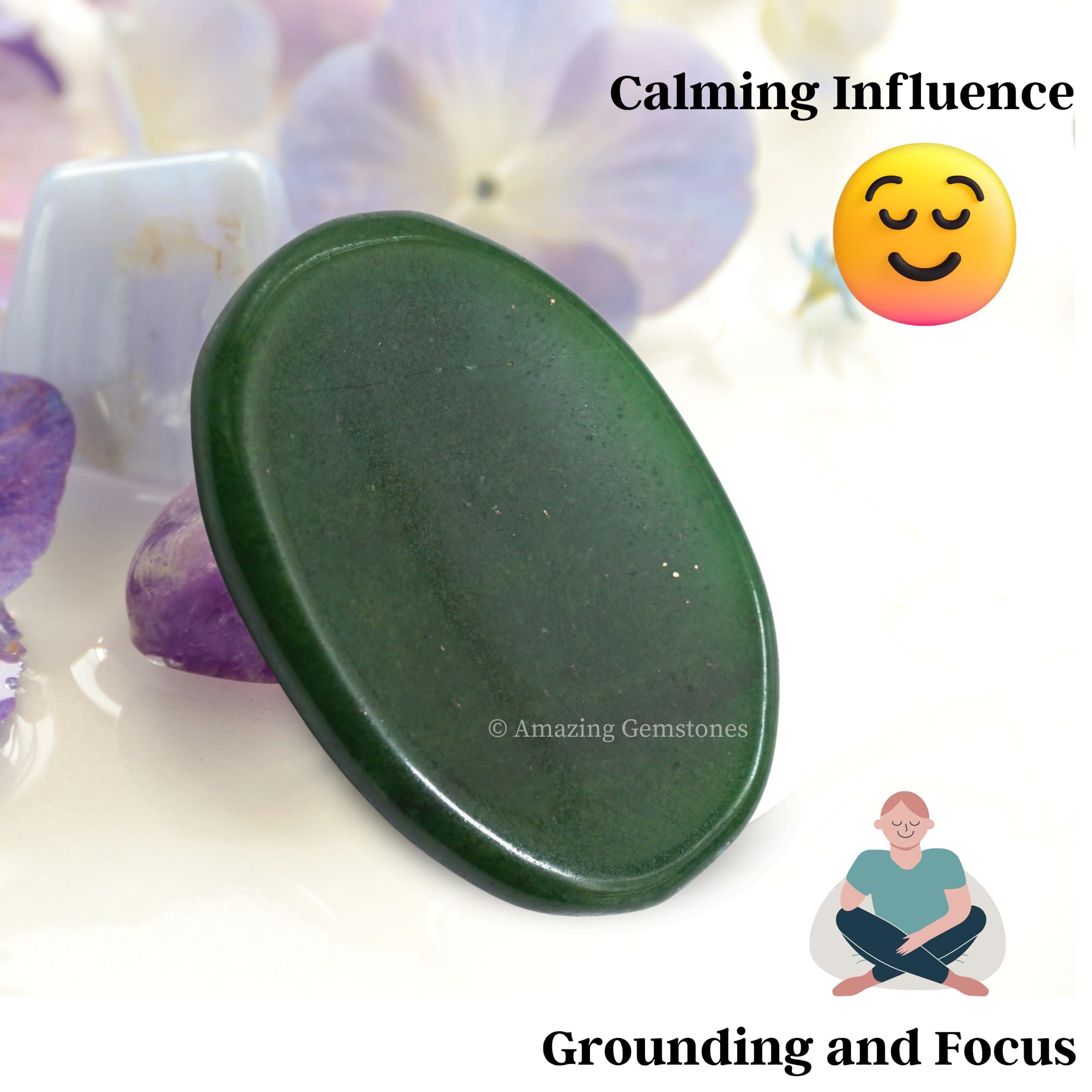 Amazing Gemstone Green Jade Aventurine Worry Stone Crystals and Healing Stones - Worry Stones for Stress Relief Gifts - Piedra Crystal Fidget for Meditation - Unique Stocking Stuffers and Birthday Gifts for Women, Men