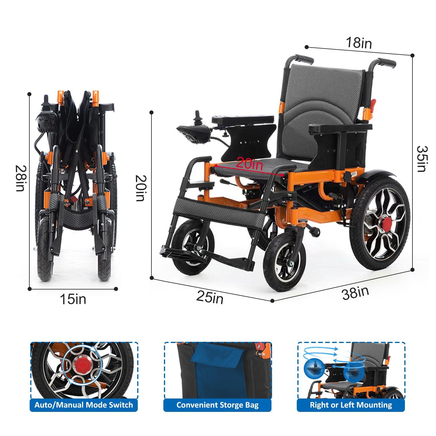 Vlemkk Electric Wheelchair for Adults,ightweight Foldable Power Wheelchair,500W Dual Motors,20Miles Longer Range Intelligent All Terrain Motorized Mobility Scooters for Seniors -Ships from USA