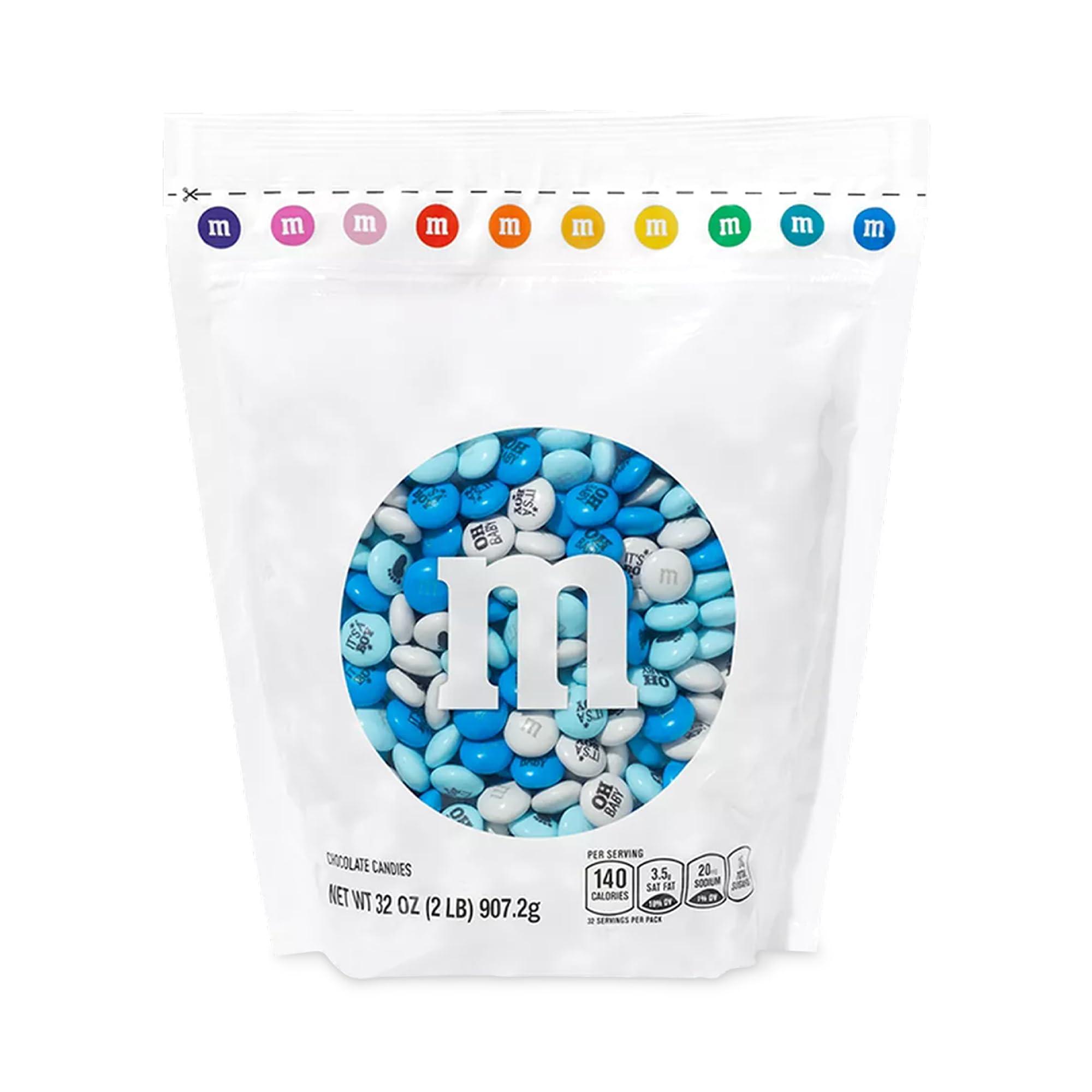 MY M&M\'S M&MS It\'s A Boy Milk Chocolate Candy - 2lbs of White & Blue Candy For Boy Baby Shower Decorations, Baby Showers, Gender Reveals, and More