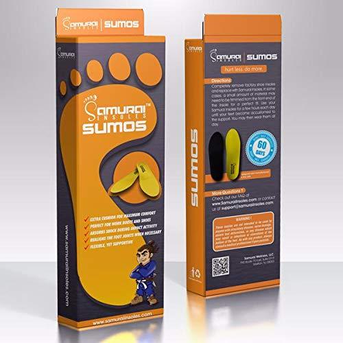 Samurai Insoles Samurai Insoles Sumos- Super-Padded Orthotics for Flat Feet- Perfect for Work Boots, Roomy Sneakers or Shoes (Mens 14-14 1/2)