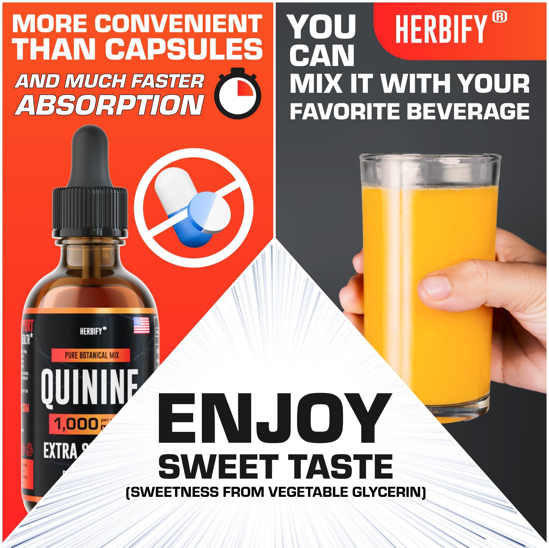 HERBIFY HERBIFY Quinine Tincture - Quinine Liquid Extract for Healthy Digestion & Leg Cramp - Quinine Cinchona Supplement for Better Absorption - US Made Product - for Men & Women 2oz (60ml)