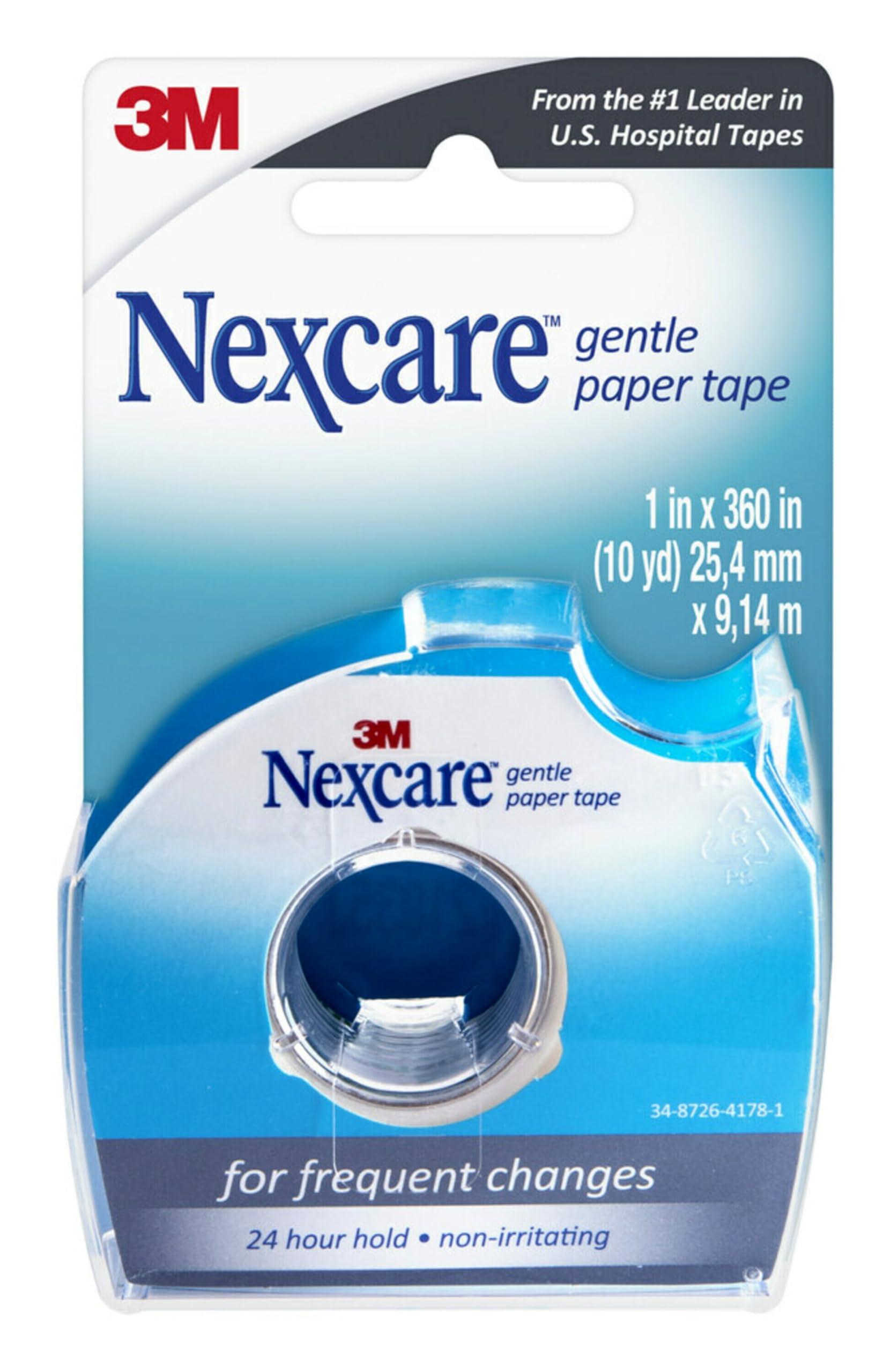 Nexcare Nexcare Gentle Paper Tape Dispenser and Flexible Clear Tape, Medical Tapes Secure Dressings - 1 in x 10 Yds, 1 Dispenser and 1 Roll