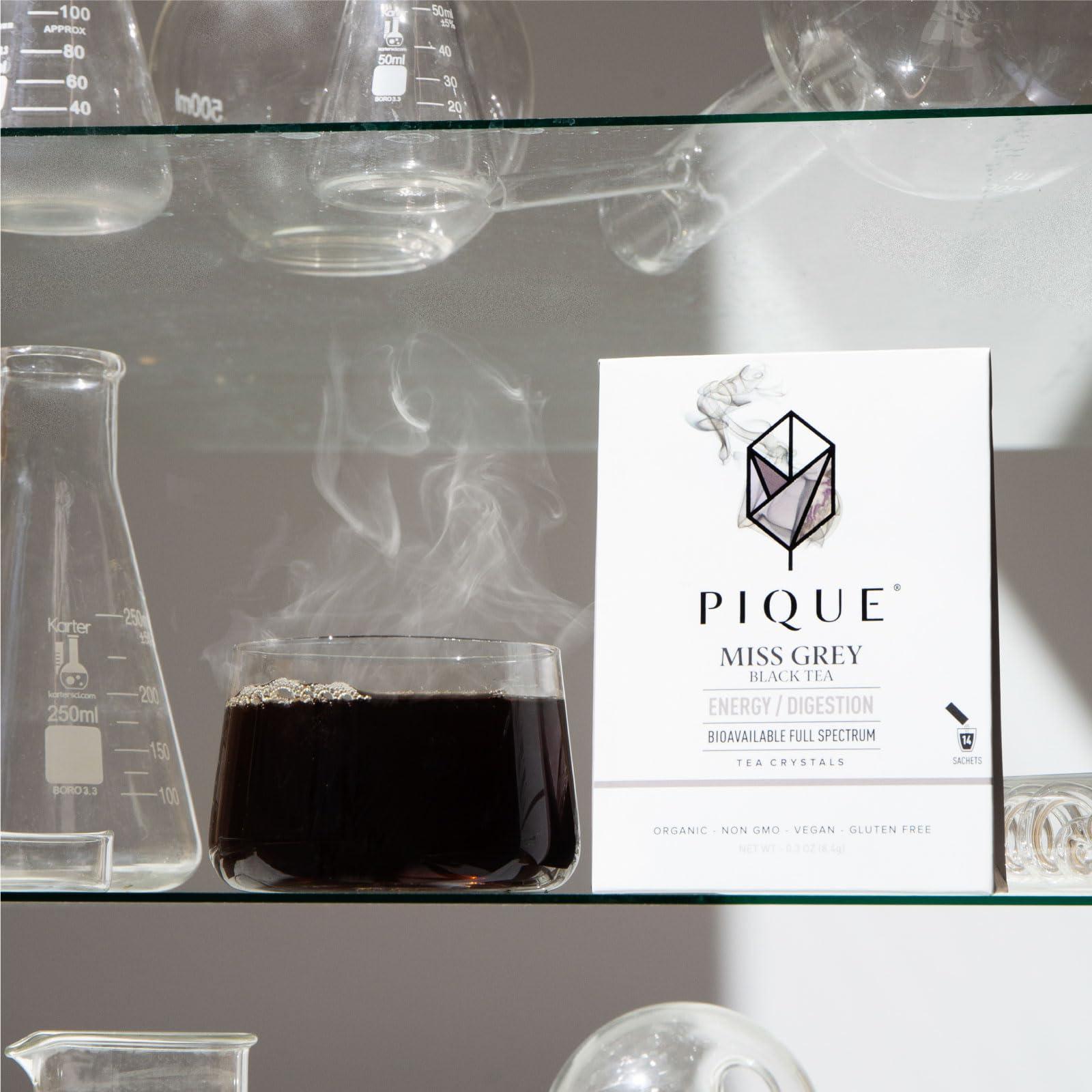 PIQUE Pique Organic Earl Grey Tea Crystals - Caffeinated Black Tea with Bergamot for Energy, Prebiotic Polyphenols Support Healthy Metabolism, Immunity - 14 Single Serve Sticks (Pack of 1)