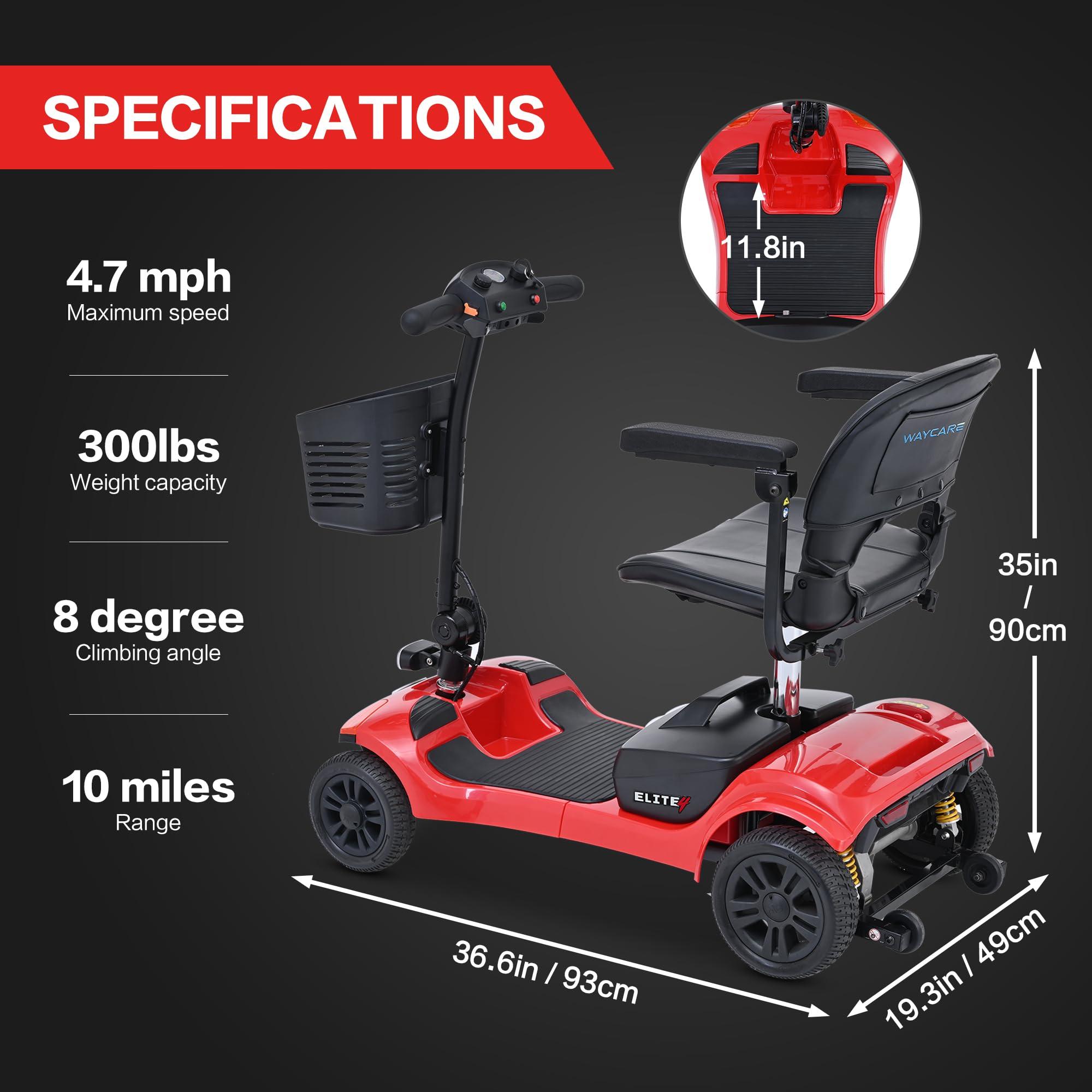 Metro Mobility Metro Mobility Elderly Scooter Folding Scooter Adults 4 Wheel Scooter Red