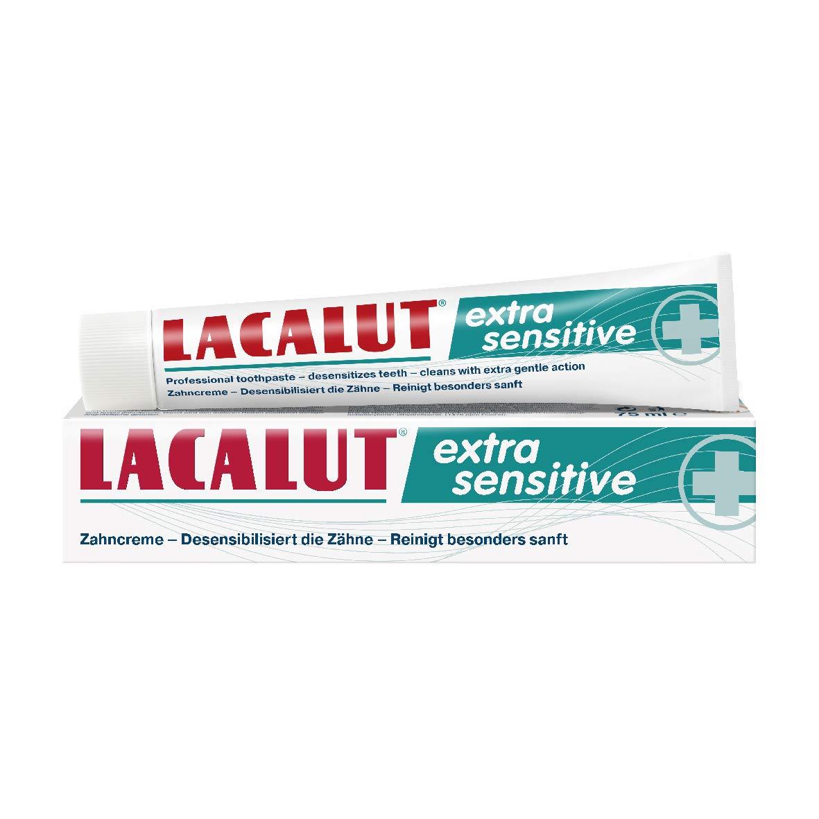 Lacalut LACALUT Extra Sensitive Toothpaste, Repair & Protect Sensitive Teeth - Cavity Prevention & Stain Removal 2.5 Ounces