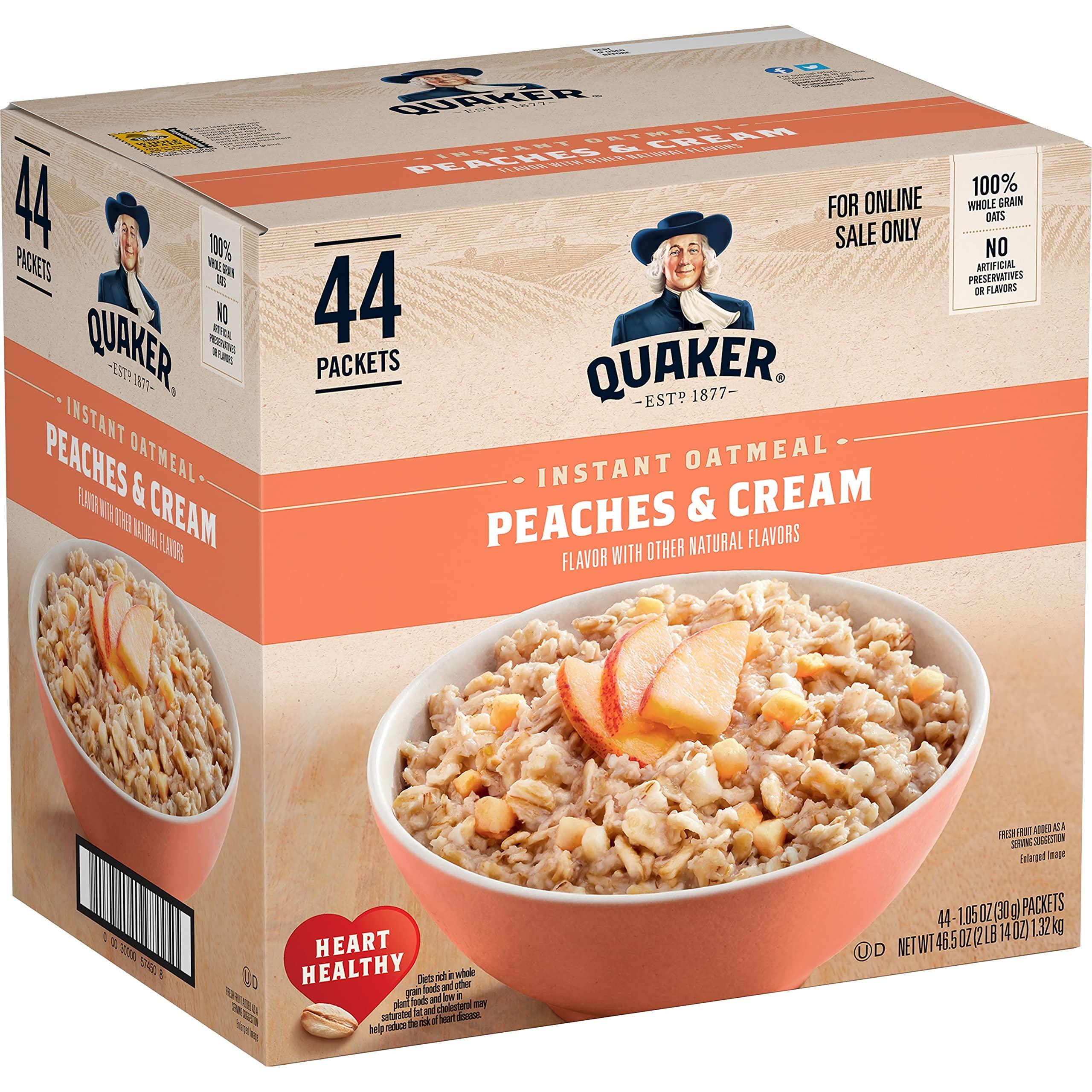 Quaker Quaker Instant Oatmeal, Peaches & Cream, 1.05oz, 44 Counts (Pack of 1)