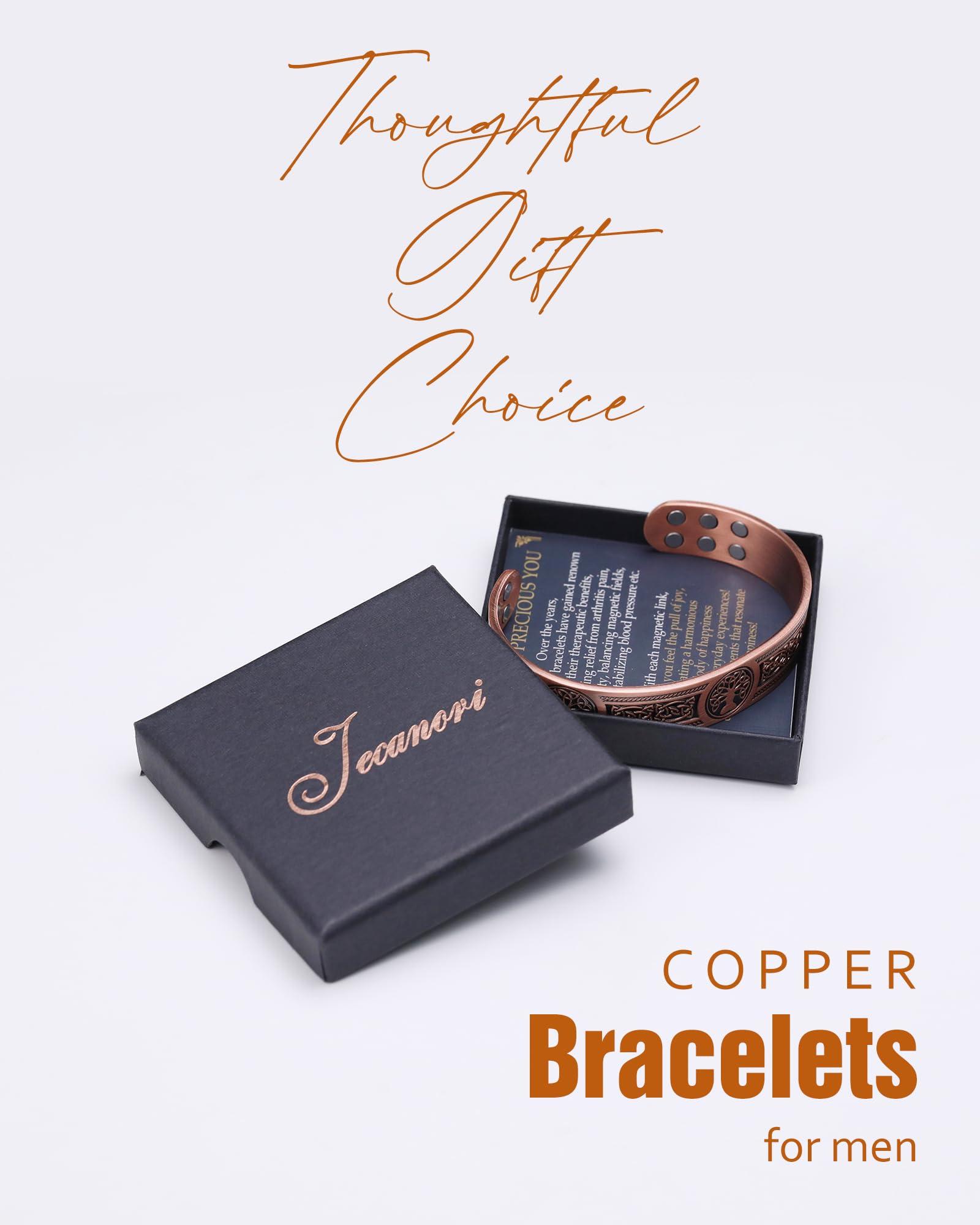 Jecanori Jecanori Copper Bracelet for Men, 18X Strength Mens Magnetic Bracelets with 3,800 Gauss Magnets, 99.99% Pure Solid Copper Jewelry Gift