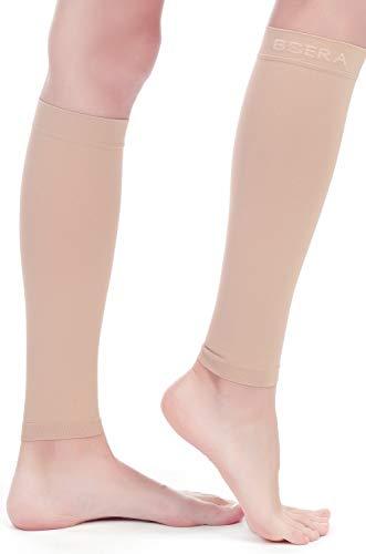 BSERA BSERA Calf Compression Sleeve Women, 2 Pairs 15-20mmHg Calf Support Footless Compression Socks Stockings for Shin Splints, Varicose Veins, Recovery (Nude/Skin, Large)
