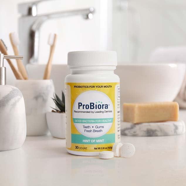 ProBiora Health ProBiora Oral-Care Chewable Probiotic Tablets | Probiotic Supplement for Women & Men | Healthier Teeth & Gums | Fresher Breath | Whiter Teeth | Better Overall Health | 30 Count | Pack of 3 | Mint