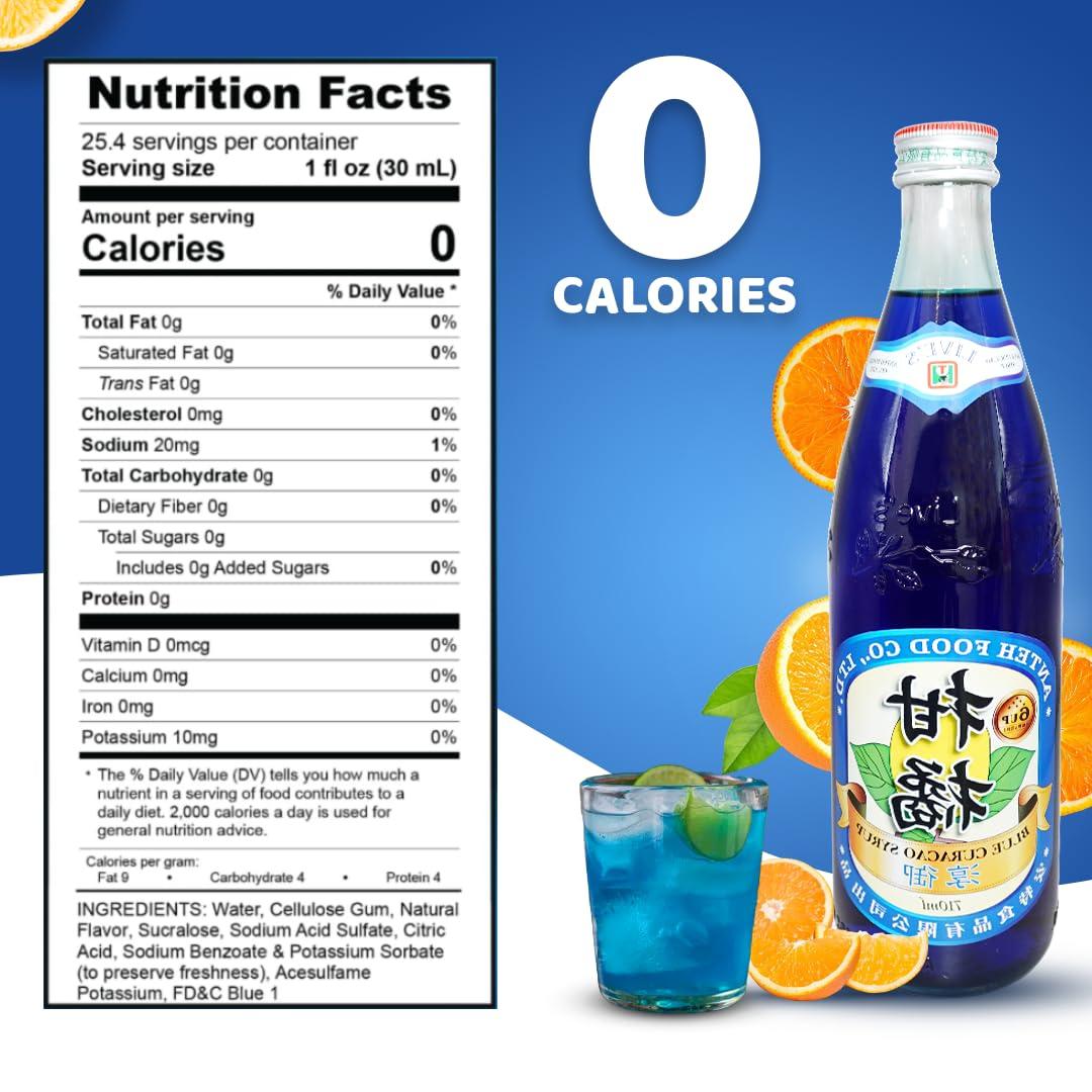 BBLY Blue Curacao Syrup, Made with 100% Sugar, 710ml