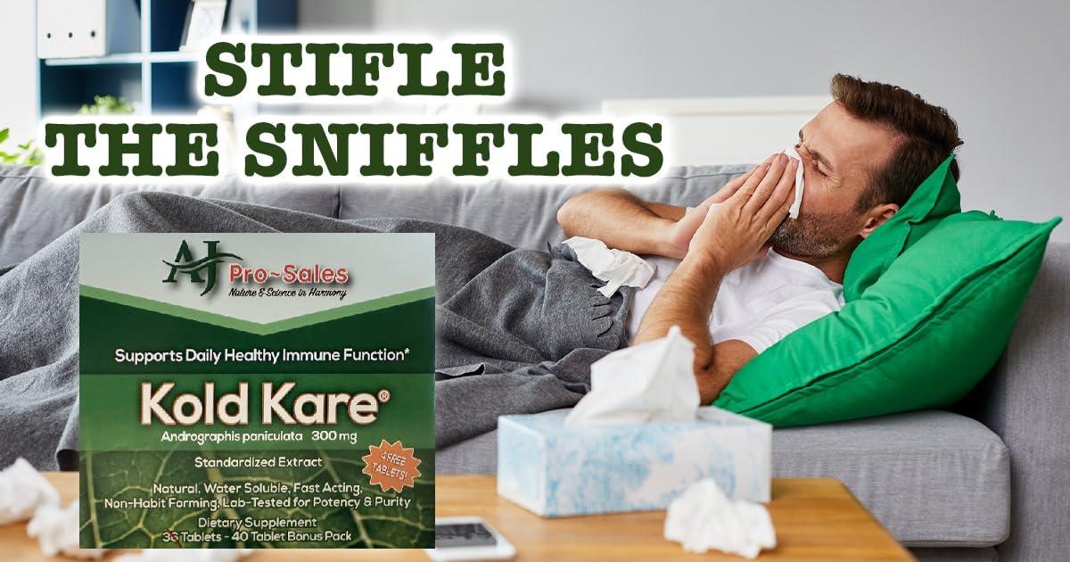 Kare-N-Herbs Kold Kare Daily Immune Health Function, 40 Count, Pack of 2 - Effective Against Cold, Sinus, Allergy Symptoms | Non-Habit Forming | No Side Effects