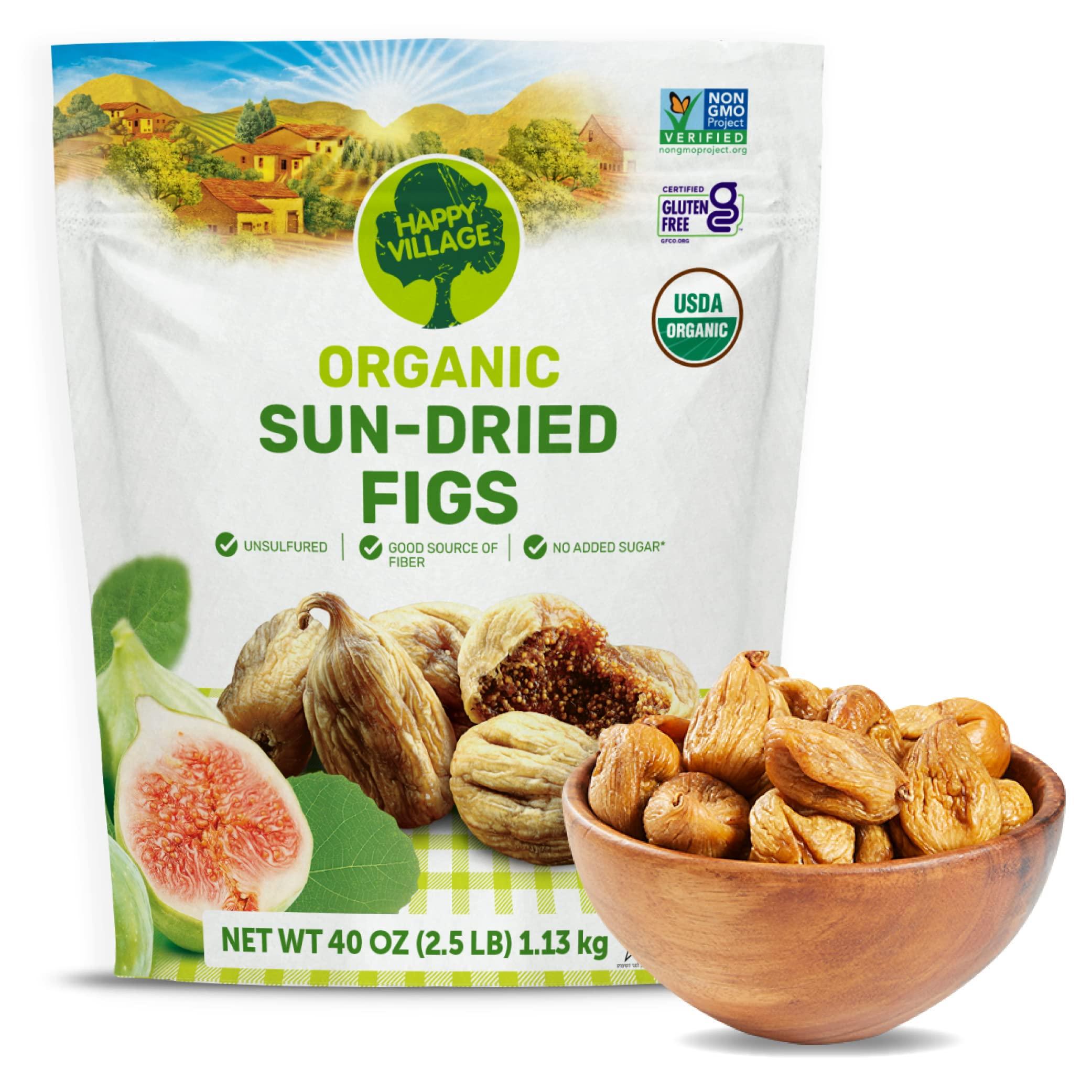 Happy Village Happy Village Organic Turkish Dried Figs, No Sugar Added Dried Fruit, 40 OZ Resealable Pack - Kosher, Non-GMO, Unsweetened, Unsulfured, Vegan, Sun-Dried Organic Figs