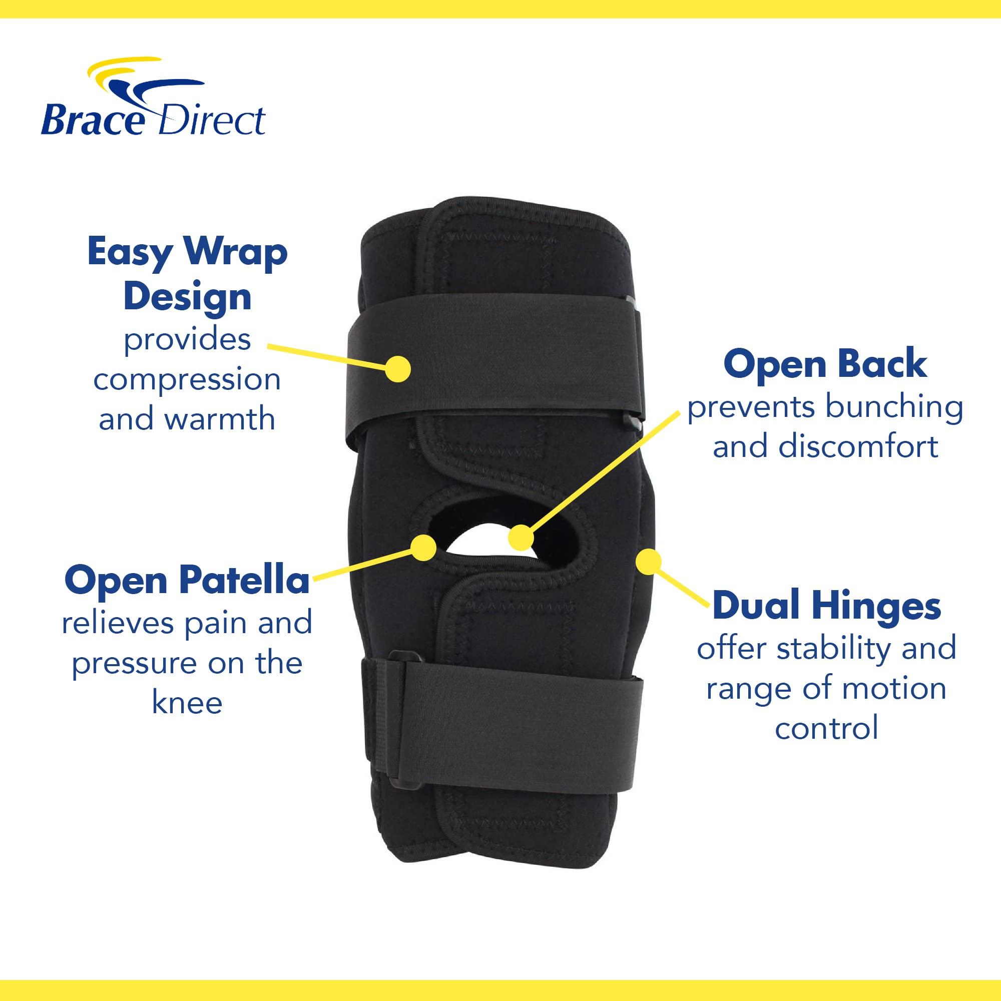 Brace Direct Brace Direct Internal Deluxe Hinged Knee Brace for Knee Pain with Adjustable Compression Wrap & Open Patella -Range of Motion Stabilizer Helps Joint Pain, Meniscus Tears, Arthritis, ACL, PCL & MCL