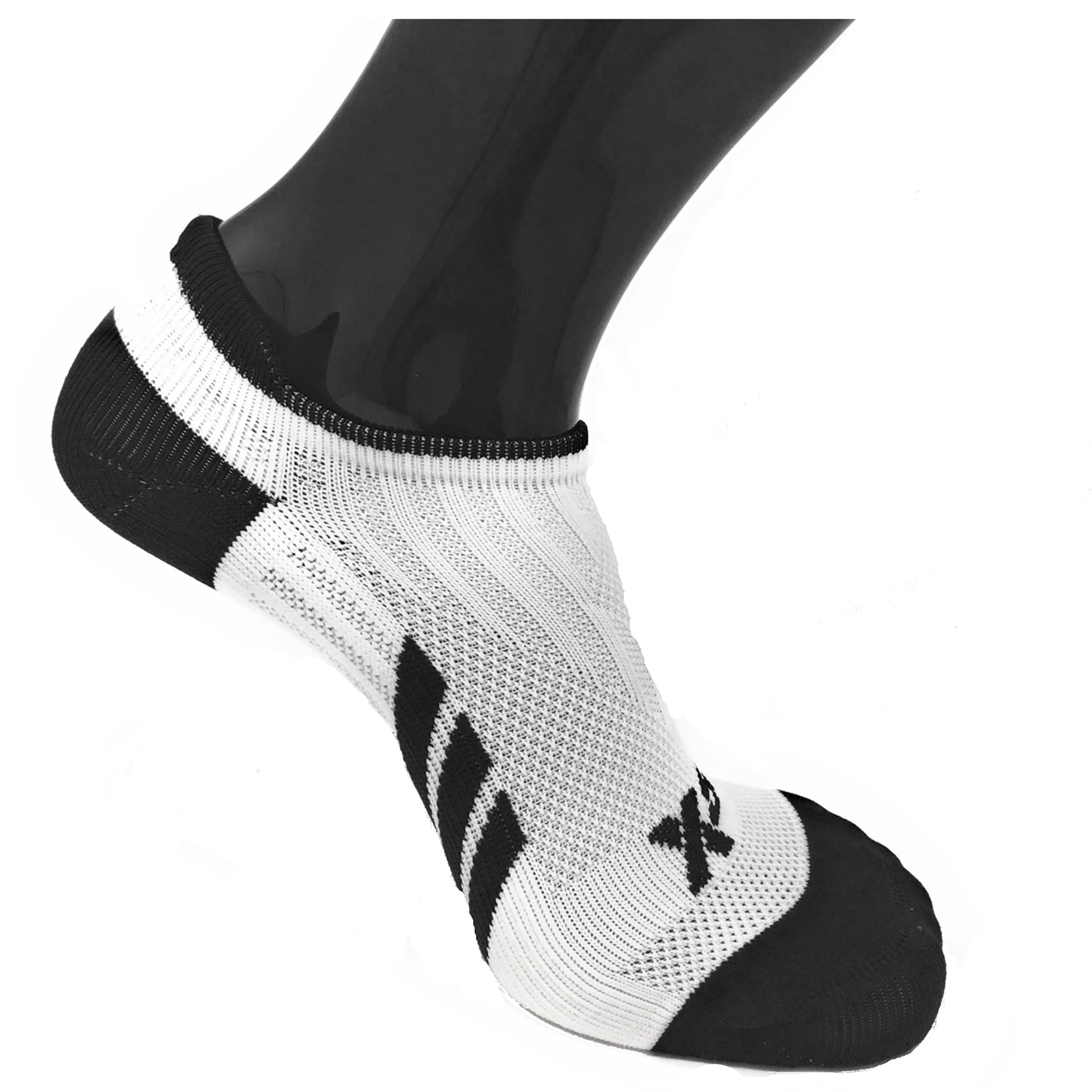Champion CSX CSX Ankle Socks, Arch Support Compression, Men and Women Low Cut Fit, Black on White, X-Large