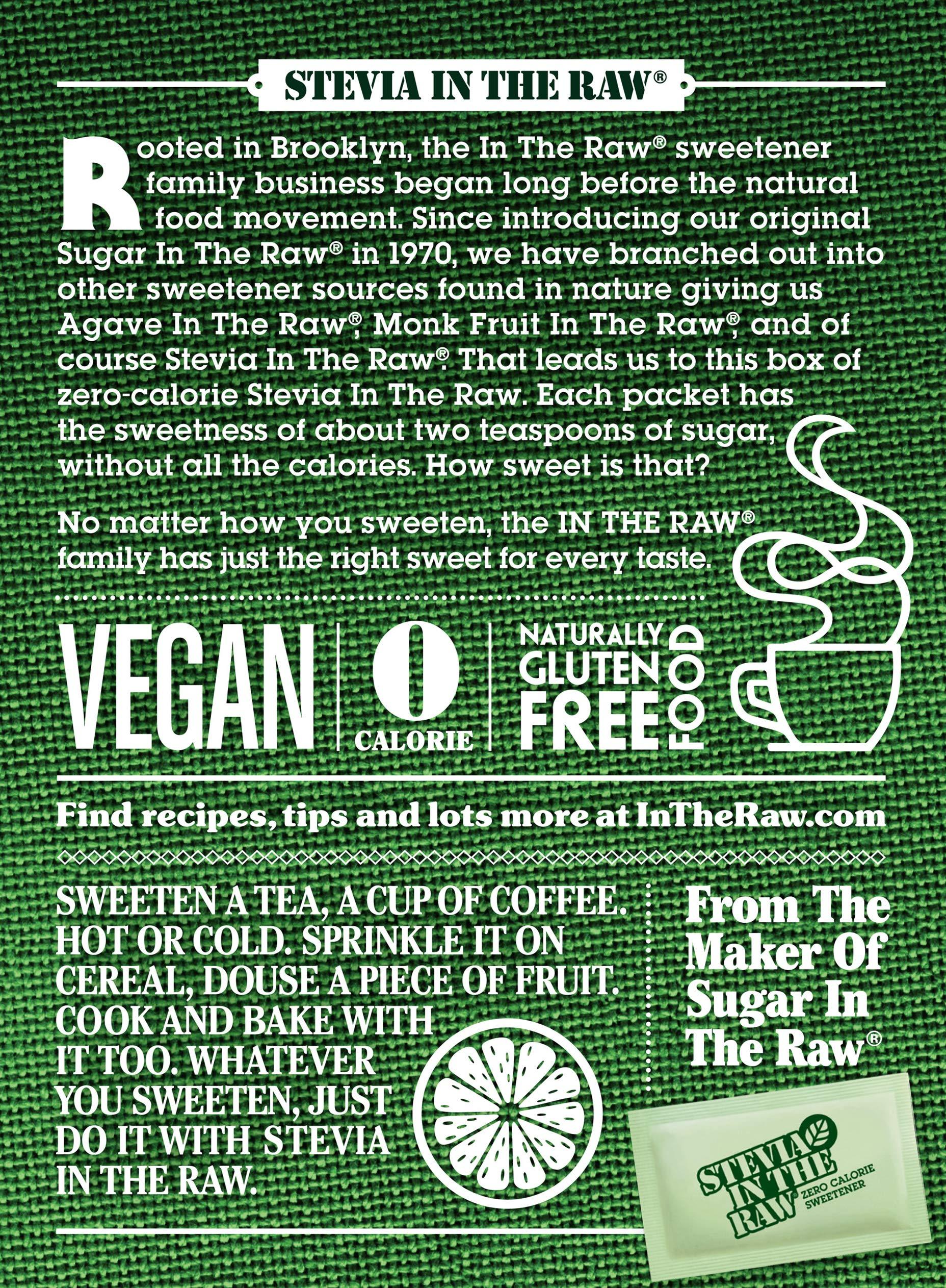 In The Raw Stevia In The Raw, Plant Based Zero Calorie, No Erythritol, Sugar Substitute, Sugar-Free Sweetener for Coffee, Hot & Cold Drinks, Suitable For Diabetics, Vegan, Gluten-Free, 100Count Packets (1 Pack)