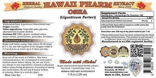 HawaiiPharm OSHA Liquid Extract, OSHA (Ligusticum porteri) Tincture, Herbal Supplement, Hawaii Pharm, Made in USA, 2x4 fl.oz