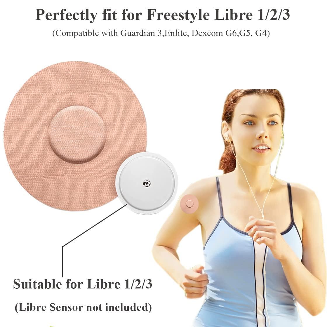 Bomister 60 Pack Freestyle Adhesive Patches,Waterproof & Sweatproof CGM Sensor Cover for Libre 1/2/3(Compatible with Guardian 3,Enlite, Dexcom G6,G5, G4),Continuous Pre-Cut Glucose Monitor Protection Tape