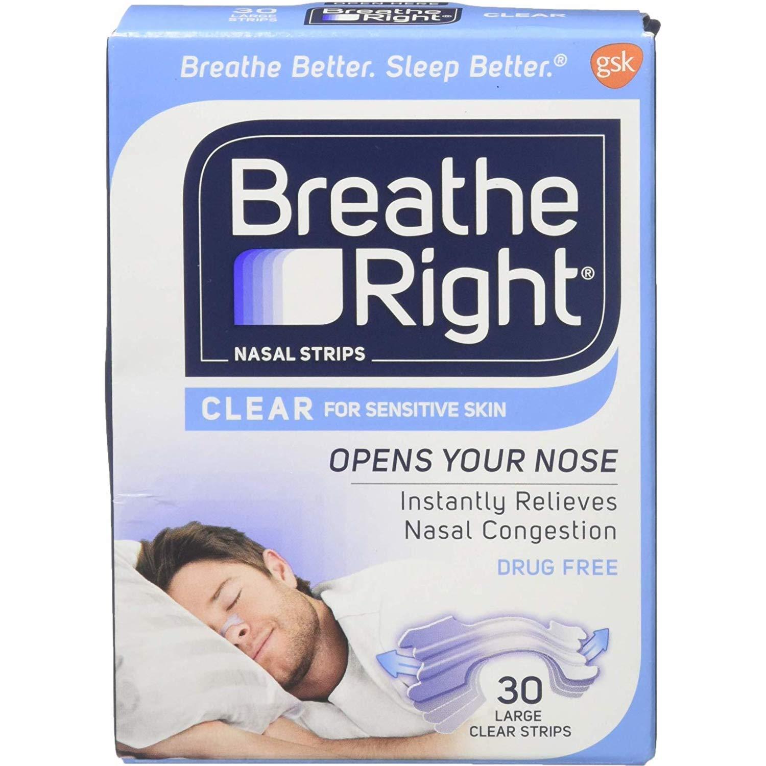 Breathe Right Breathe Right Nasal Strips Clear Large 30 Each (Pack of 9)
