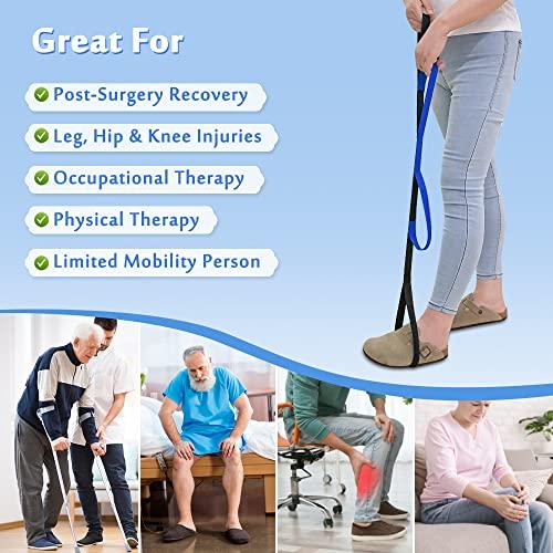 Mybow Leg Lifter Strap Medical Foot Lift After Surgery for Knee Hip Replacement Recovery Kit Mobility Aids Physical Therapy Leg Pull Strap Rigid Loop Foot Lifter Thigh Portable Leg Lifting Strap - 37" Long