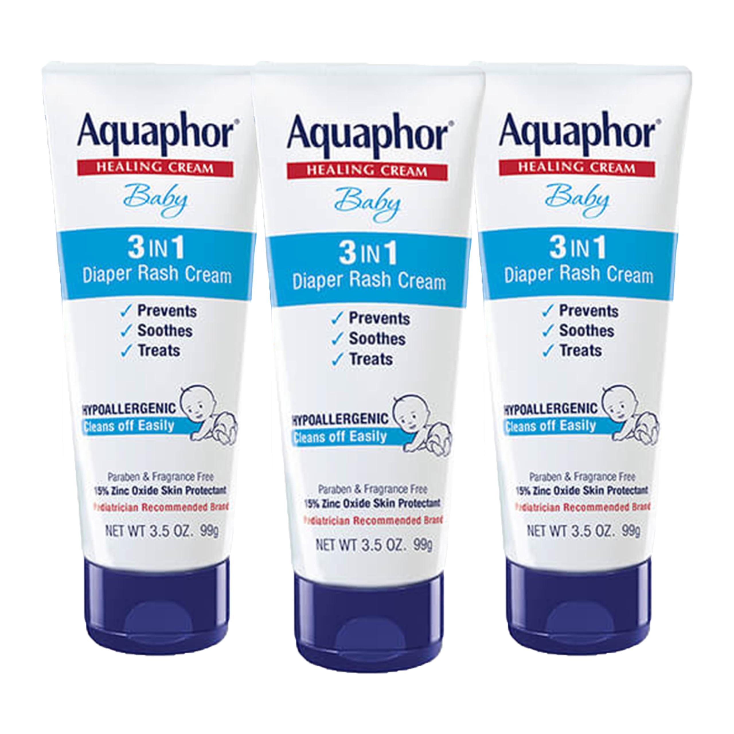 Aquaphor Aquaphor Baby Diaper Rash Cream, 3-in-1 Diaper Rash Relief, 3.5 Oz Tube, (Pack of 3)
