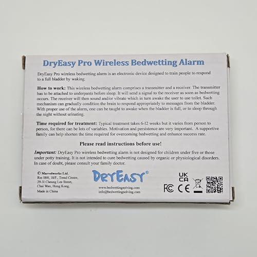 DRYEASY DryEasy Pro Wireless Bedwetting Alarm with New Improved Sensor, 6 Selectable Sounds, Volume Control, Strong Vibration and Compact Design for Overcoming Bedwetting